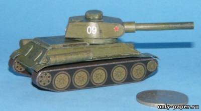 Модель среднего танка Т-34/85 из бумаги/картона