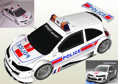 Модель автомобиля Renault Meganу Trophy Police из бумаги/картона
