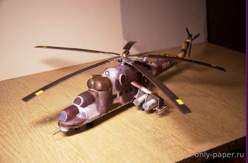 Модель ударного вертолета Ми-24В из бумаги/картона
