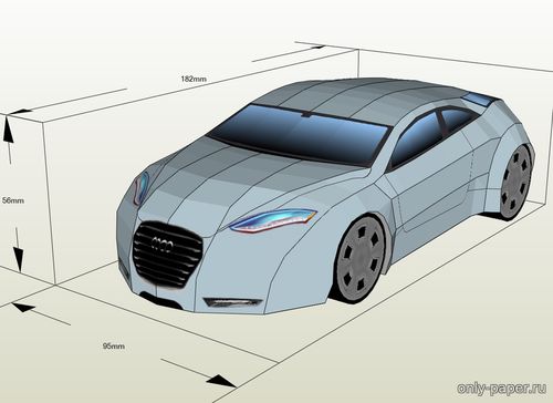 Модель автомобиля Audi A4 concept из бумаги/картона