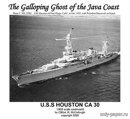 Сборная бумажная модель / scale paper model, papercraft USS Houston (Wayne McCullough) 