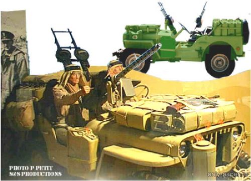 Модель автомобиля Jeep SAS Desert Rat's 1942 из бумаги/картона