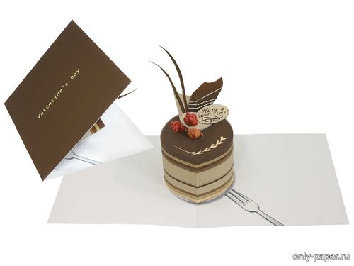 Сборная бумажная модель / scale paper model, papercraft Открытка «Шоколадный торт» / Chocolate-cake Pop-up Card (Canon) 