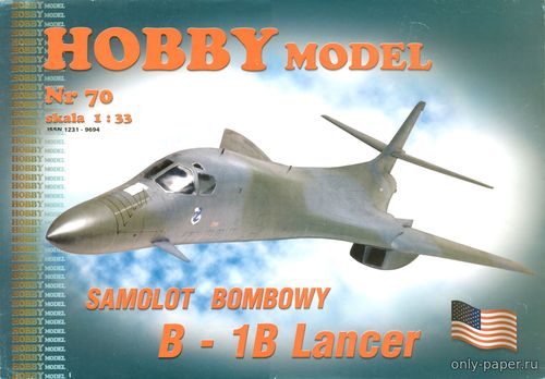 Сборная бумажная модель / scale paper model, papercraft B-1B Lancer (Hobby Model 070) 