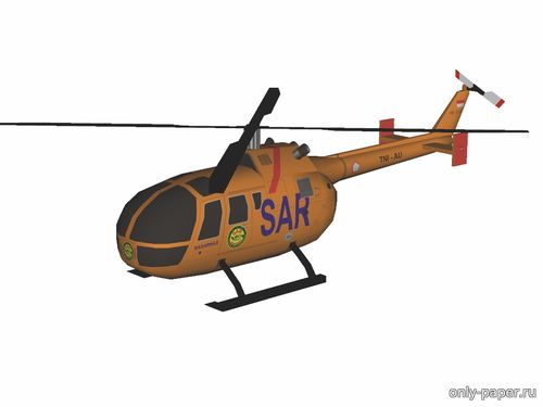 Модель вертолета Bolkow NBO 105 из бумаги/картона