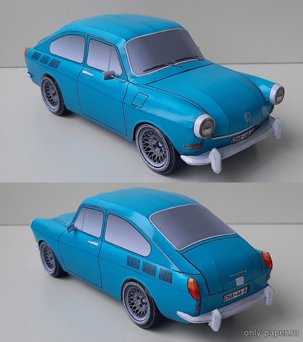 Сборная бумажная модель / scale paper model, papercraft Volkswagen 1600 (Кардан Покрышкин) 
