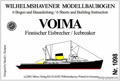 Сборная бумажная модель / scale paper model, papercraft Voima Finnischer Eisbrecher/Icebreaker (WHM 1098) 
