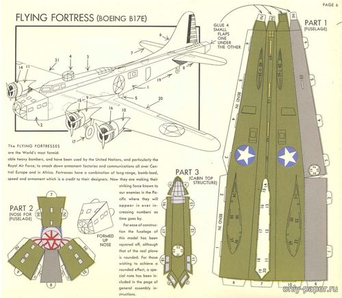 Сборная бумажная модель / scale paper model, papercraft Boeing B-17E Flying Fortress (Rigby's) 