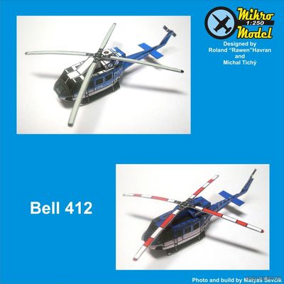 Сборная бумажная модель / scale paper model, papercraft Bell 412 (PR Models) 